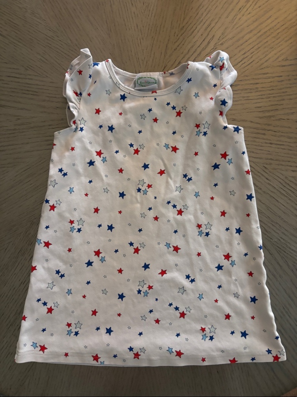 Grace and James Girls' White Star-Print Ruffle Dress - Red & Blue Stars Size 5